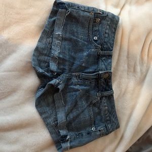 Low rise blue denim shorts